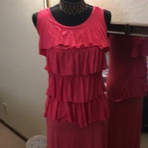 Vintage Knit Ruffle & Crochet Top & Skirt